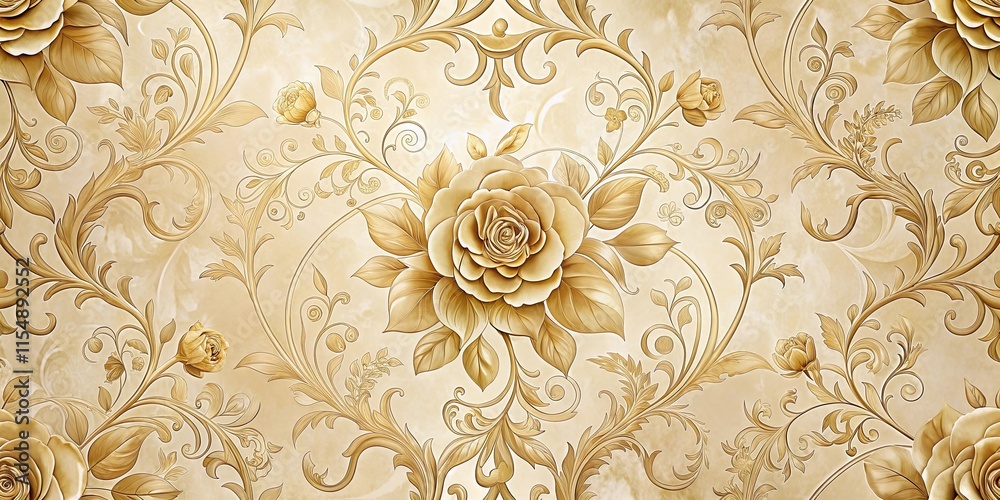 Fototapeta premium Elegant Golden Floral Damask Pattern Design for Home Decor