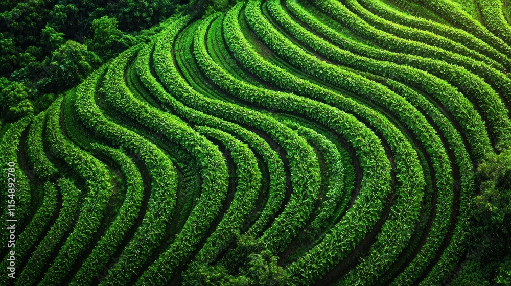Lush Green Terraced Rice Fields Displaying Intricate Patterns of Nature in a Vibrant Landscape Surrounded by Lush Vegetation and Scenic Beauty Lush Green Terraced Rice Fields Displaying Intricate Patterns of Nature in a Vibrant Landscape Surrounded by Lush Vegetation and Scenic Beauty