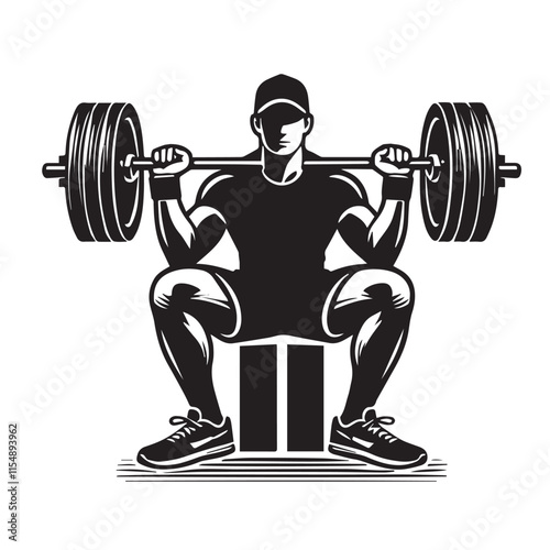 
Strong Smiling Man Doing Bench Press Exercise Cartoon Vector Illustration
