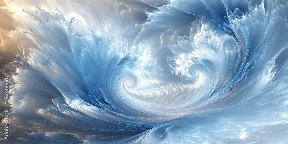 Fototapeta premium Abstract swirling blue and white cloudscape.