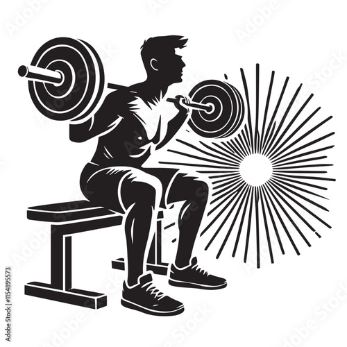 
Strong Smiling Man Doing Bench Press Exercise Cartoon Vector Illustration
