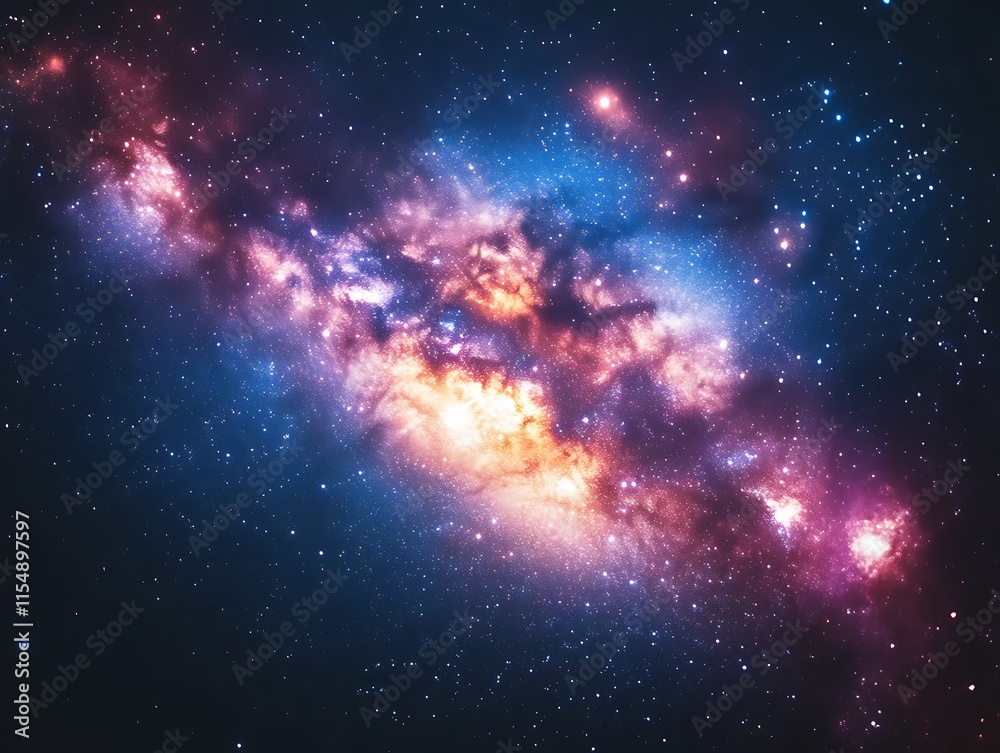 Fototapeta premium Vibrant nebula in deep space with stars.
