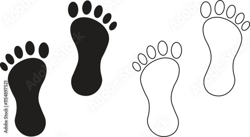 Simple footprint icon. Human footprints illustration.