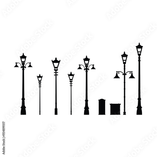 City street lanterns silhouette Design Vector