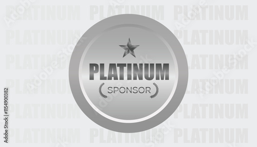 Platinum sponsor stamp sign on Sliver background, star | vector illustration