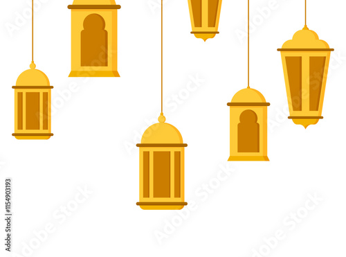 Lantern lamp ramadan clipart border eid decor illustration 