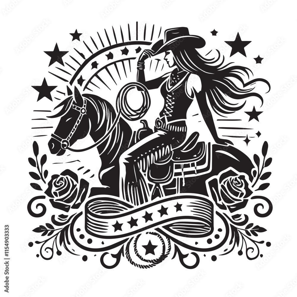 Fototapeta premium Cowgirl vector design