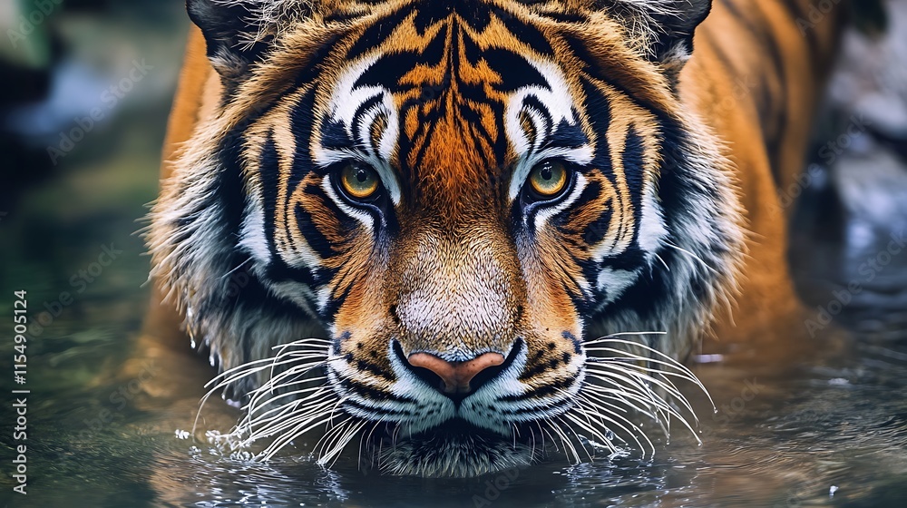 Obraz premium Tiger in water, close up portrait