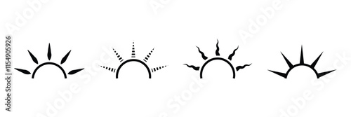 The floor of the sun is a black outline on a isolated background. Eps 10.