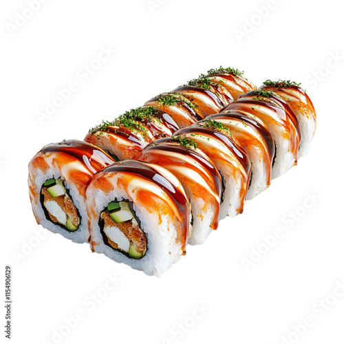 PNG Japanese Sushi Roll on Transparent Background - Ai Generated