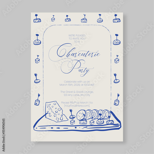 Charcuterie Party Invitation Minimalist Whimsical Design Editable Template for Events