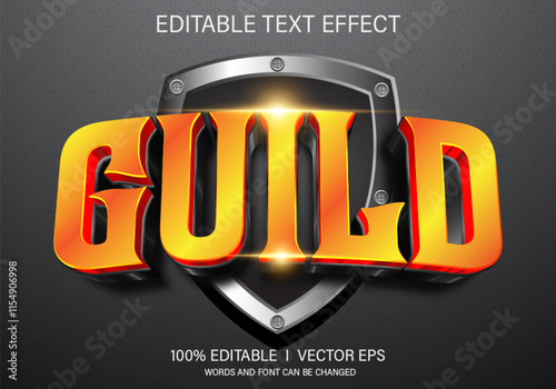 guild 3d vector text effect with modern style design