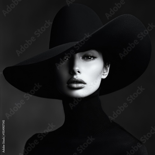 Woman in black hat and turtleneck