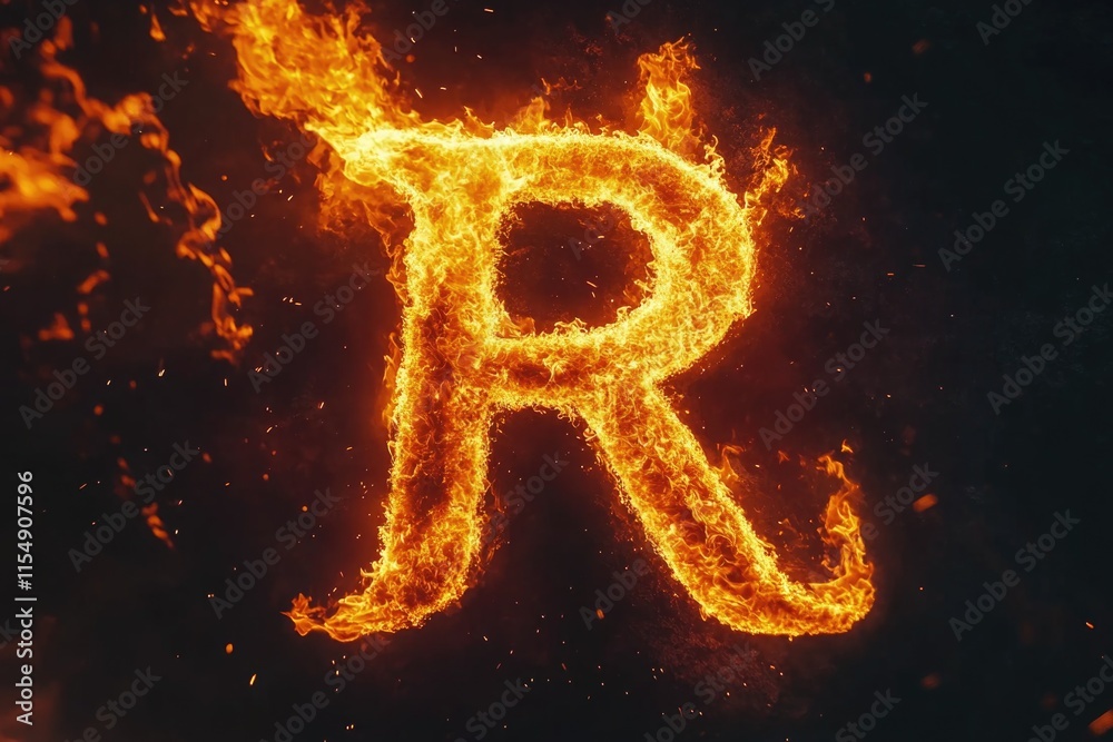 Burning letter R