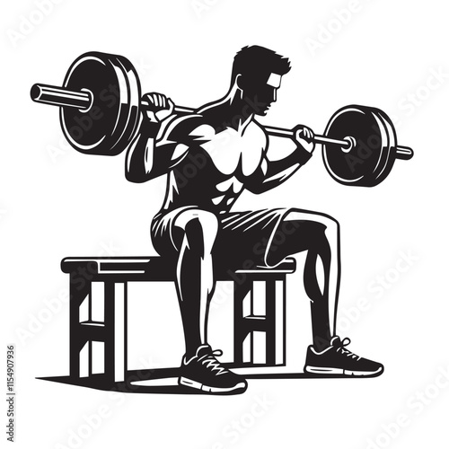 Deadlift Gym exercise Silhouette illustration isolated on a white background