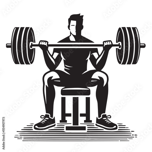 Deadlift Gym exercise Silhouette illustration isolated on a white background