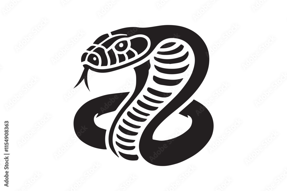 Fototapeta premium simple black an white snake head vector silhouette isolated on a white background