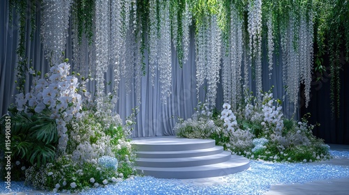 Elegant wedding ceremony setup with floral decor.