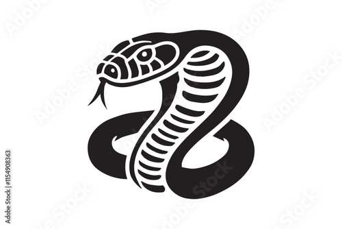 simple black an white snake head vector silhouette isolated on a white background