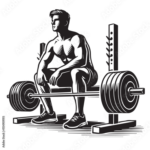 Deadlift Gym exercise Silhouette illustration isolated on a white background