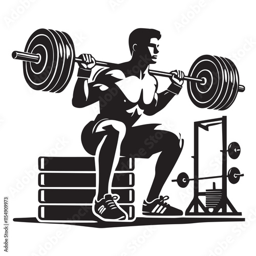 Deadlift Gym exercise Silhouette illustration isolated on a white background