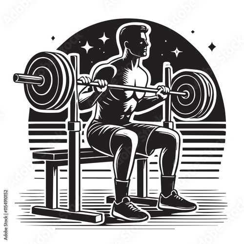 Deadlift Gym exercise Silhouette illustration isolated on a white background