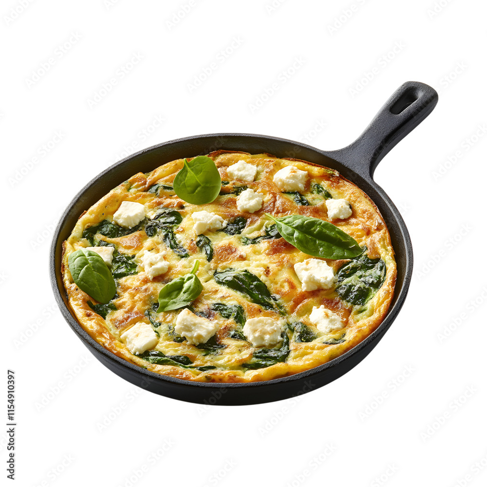 Delicious Frittata with spinach and feta Isolated On Transparent Background Delicious Frittata with spinach and feta Isolated On Transparent Background