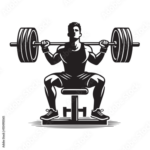 Deadlift Gym exercise Silhouette illustration isolated on a white background