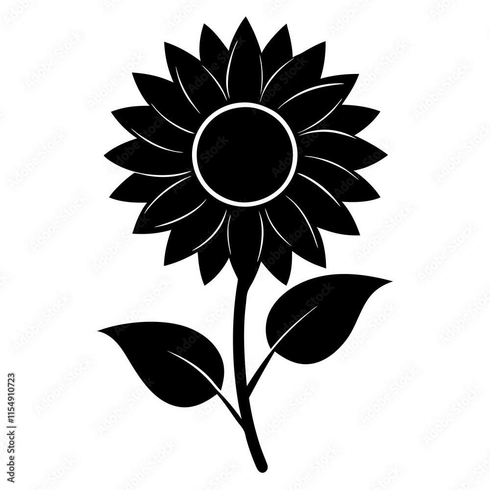 Fototapeta premium Sunflower Shine black silhouette vector