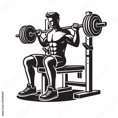 Deadlift Gym exercise Silhouette illustration isolated on a white background