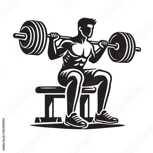 Deadlift Gym exercise Silhouette illustration isolated on a white background