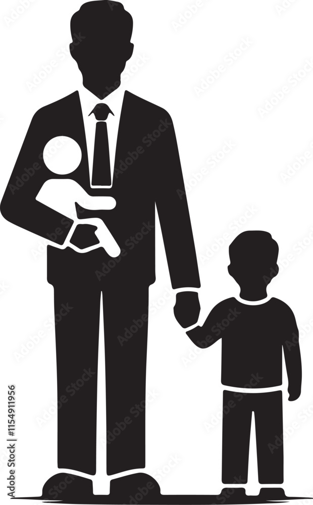 Happy Father's Day Icon Silhouette Vector In White Background Happy Father's Day Icon Silhouette Vector In White Background