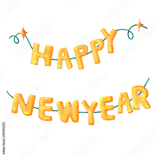 Hand drawn New year celebration happy new year banner in watercolor style 
