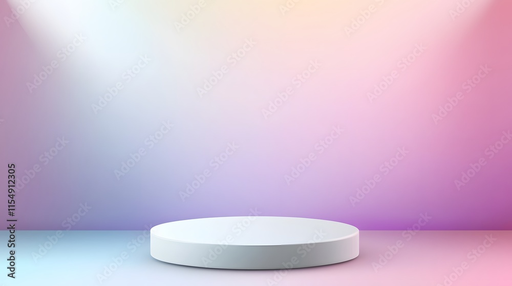 A podium with a matte white finish, set against a smooth, gradient-colored background A podium with a matte white finish, set against a smooth, gradient-colored background