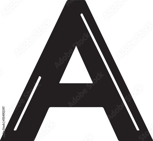 Alphabet 'A' icon silhouette vector with white background