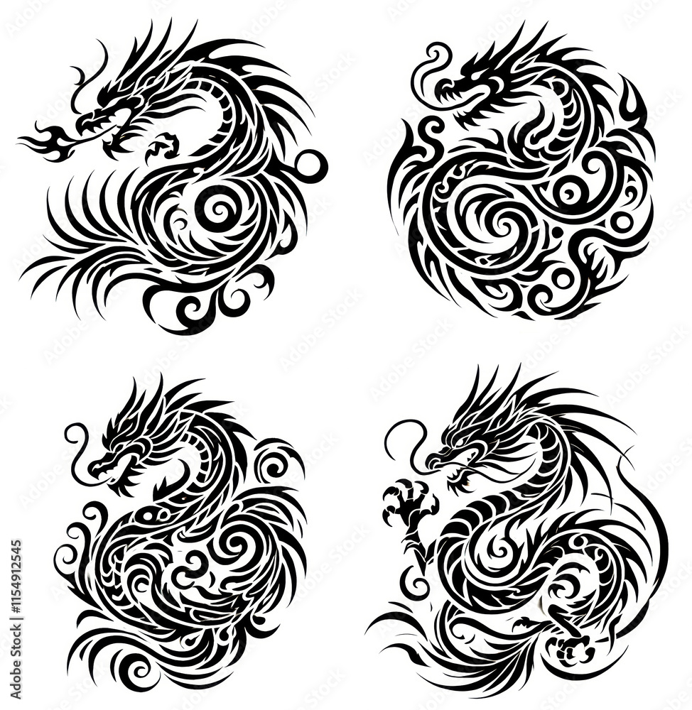 TRIBAL TATOO トライバル タトゥ 刺青 和柄 龍 Dragon TRIBAL TATOO トライバル タトゥ 刺青 和柄 龍 Dragon