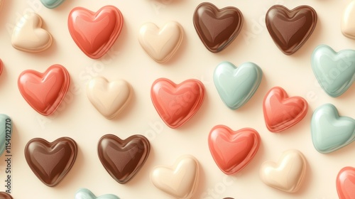 Pastel Heart Candies Pattern - Sweet Valentine's Day Background