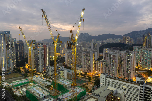 Photography Construction site and Dense residential area in Ping Shan ,New Clear water Bay R