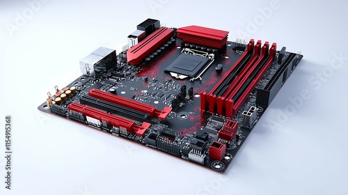 Close up rendering of a computer main board
