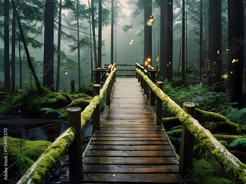 wooden bridge in the forest
