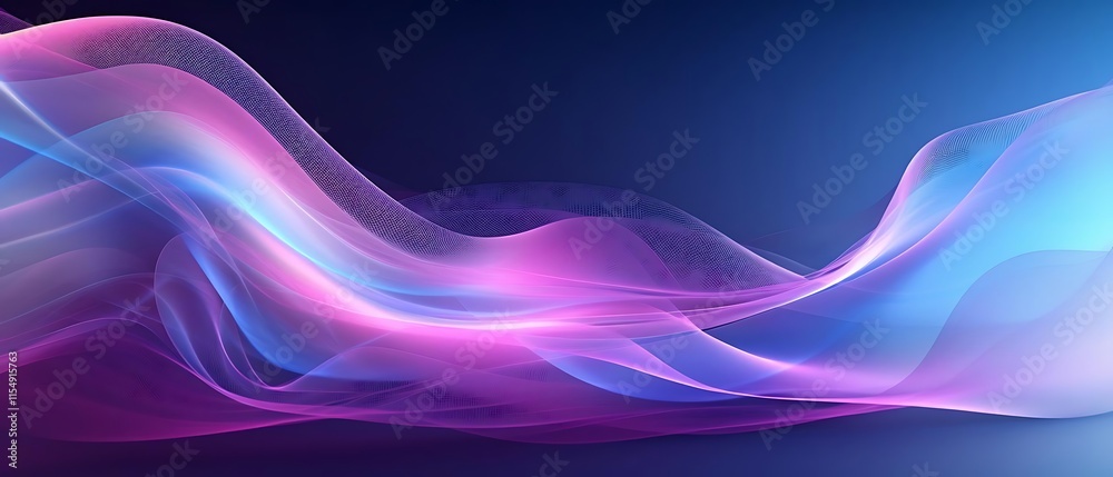 Fototapeta premium Abstract glowing purple and blue wave background.