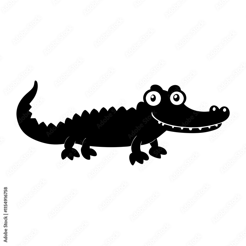 Obraz premium Crocodile cartoon vector silhouette