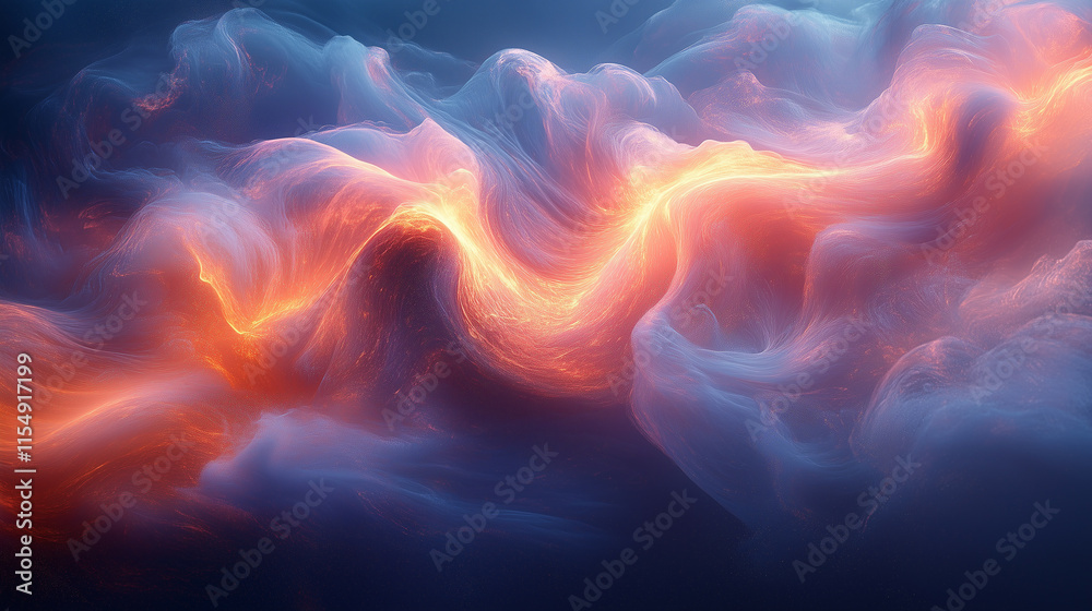 Abstract Flowing Energy with Fiery and Cool Tones Abstract Flowing Energy with Fiery and Cool Tones
