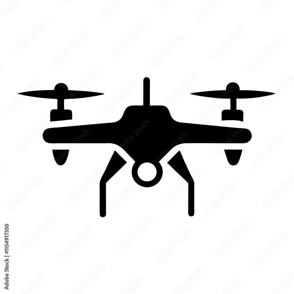 Drone logo icon silhouette on a white background Drone logo icon silhouette on a white background