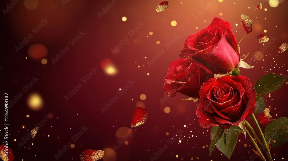 Valentine's Day or Wedding Background with Beautiful Roses. Concept for a romantic party invitation or love message. Premium and luxurious Ai-Generative. Valentine's Day or Wedding Background with Beautiful Roses. Concept for a romantic party invitation or love message. Premium and luxurious Ai-Generative.