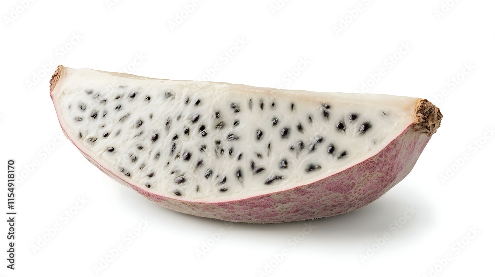 Isolated piece of white dragon fruit on a white background Isolated piece of white dragon fruit on a white background