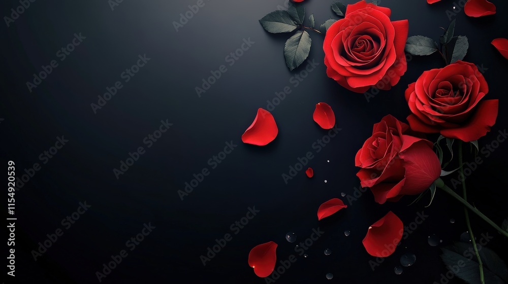 Valentine's Day or Wedding Background with Beautiful Roses. Concept for a romantic party invitation or love message. Premium and luxurious Ai-Generative. Valentine's Day or Wedding Background with Beautiful Roses. Concept for a romantic party invitation or love message. Premium and luxurious Ai-Generative.