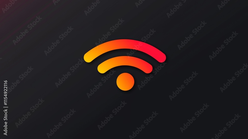 Wireless signal icon with a gradient color scheme representing connectivity and technology Wireless signal icon with a gradient color scheme representing connectivity and technology