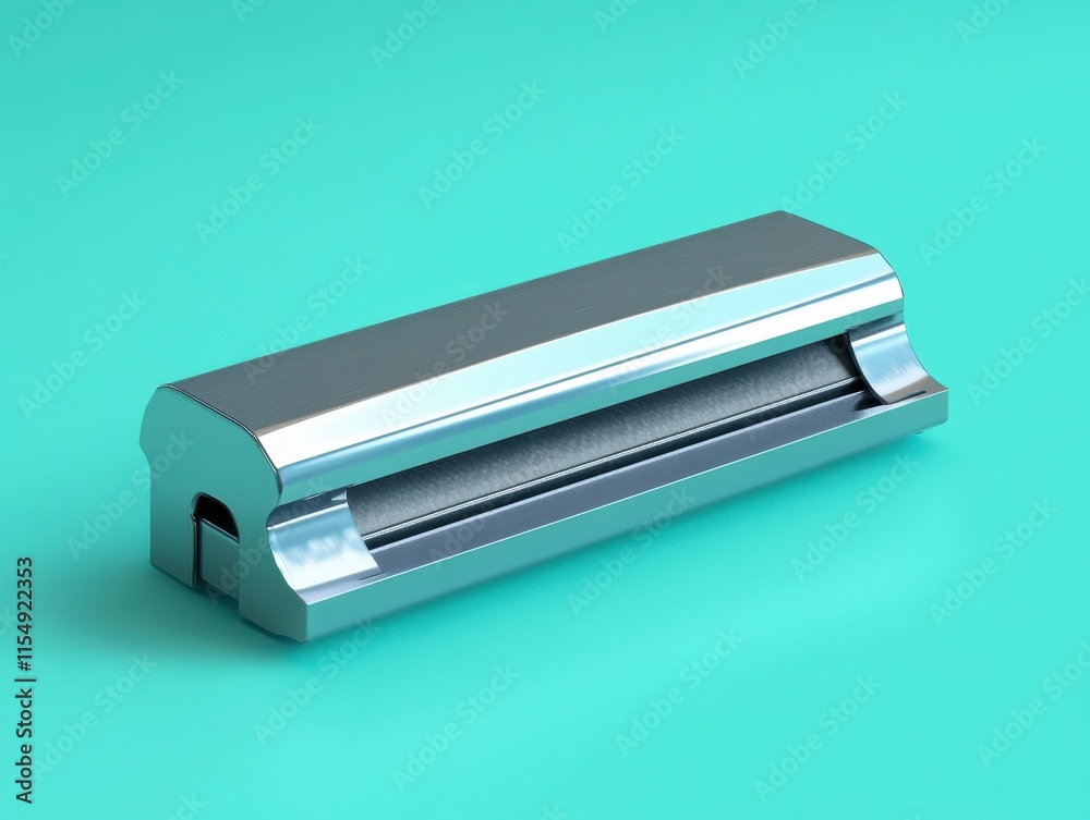 Chrome rolling machine isolated on teal background. Chrome rolling machine isolated on teal background.