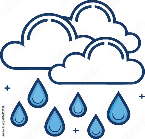 Minimalist Rain Cloud Icon.
